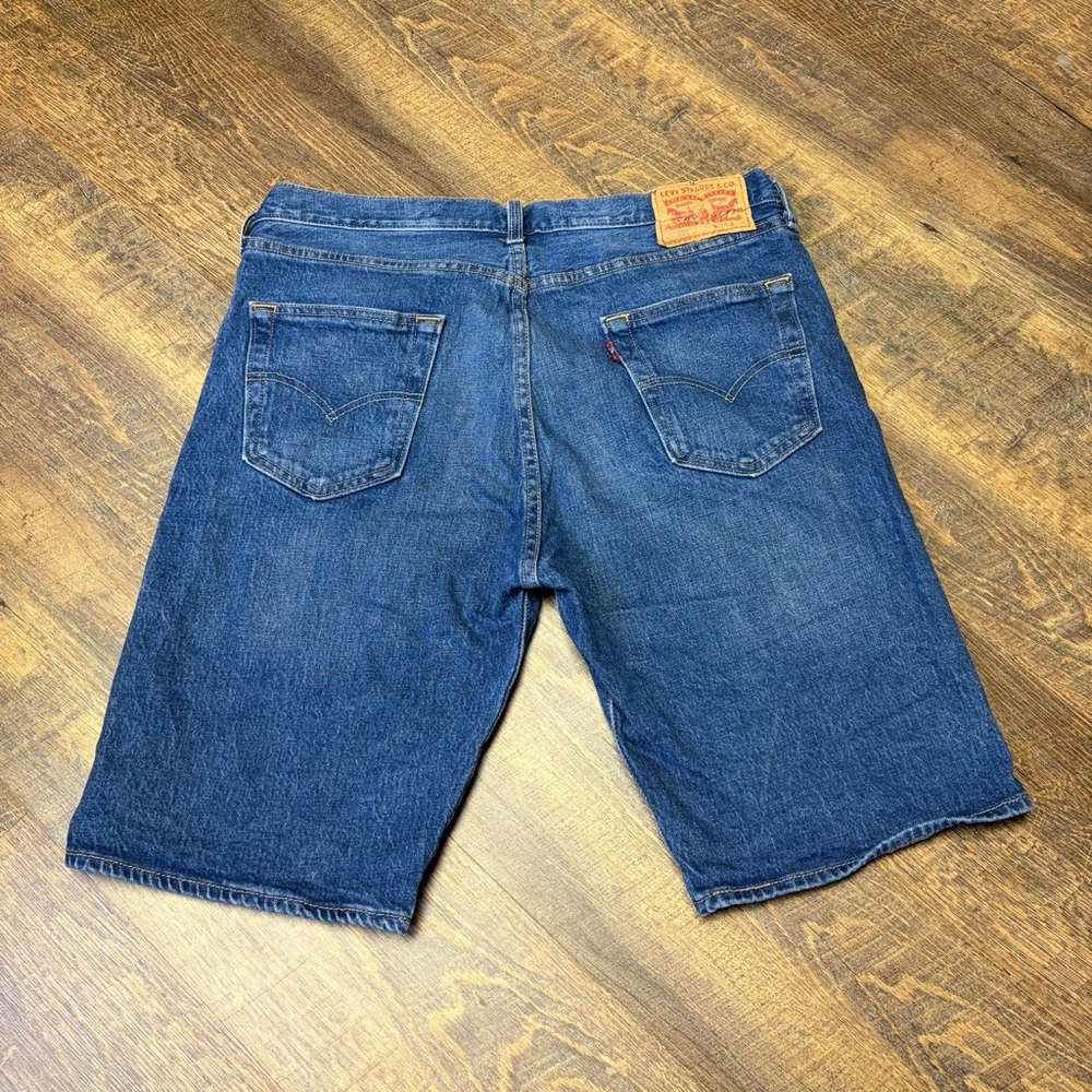 Levi's 501 Denim Jean Shorts Button Fly Men's 34x11 Blue Jorts Dad Stretch - Picture 6 of 9